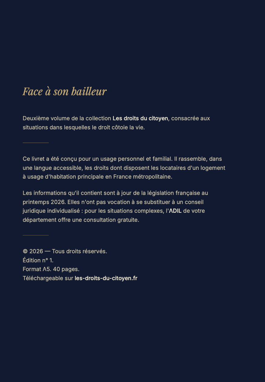 face à son bailleur — guide des droits du locataire